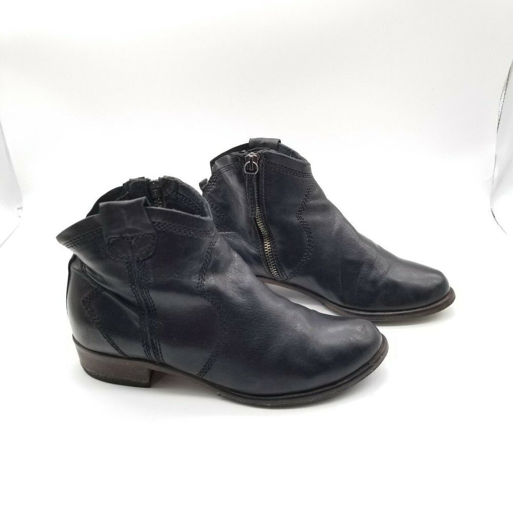 Onid Studio Womens Black Leather Round Toe Zipper Ankle Booties Sz US 6 EU‎ 36.5